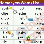 Homonym Words List