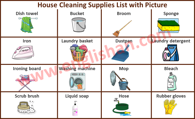 Top 40 House Cleaning Items, Names And Pictures Of House Cleaning Tools /Items
