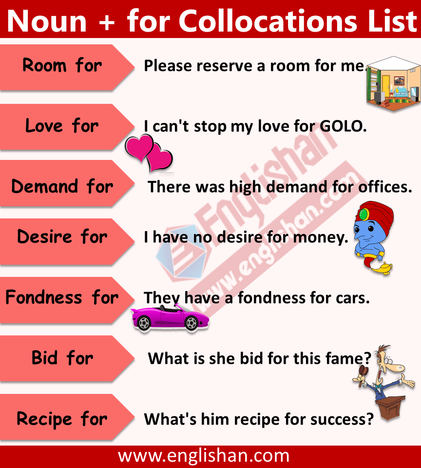 Noun + for Collocations List