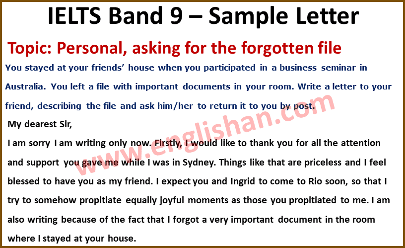 IELTS General Letter Writing Samples Band 9 Englishan