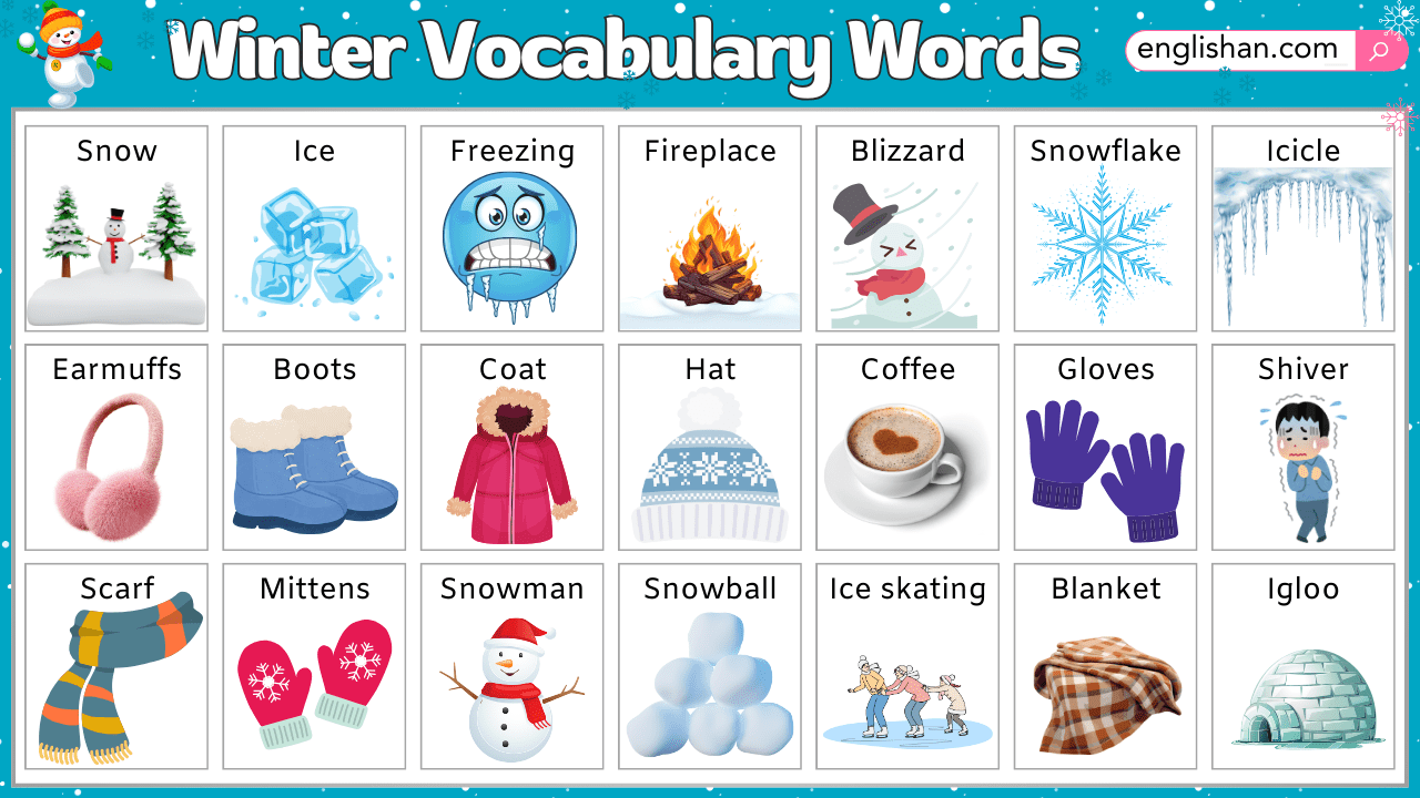 List of 50+ Winter Vocabulary Words with Pictures - GrammarVocab