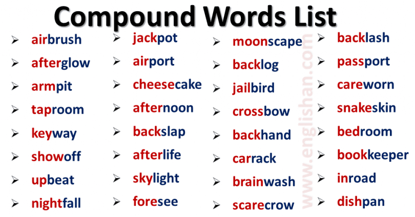 500 Compound Words List