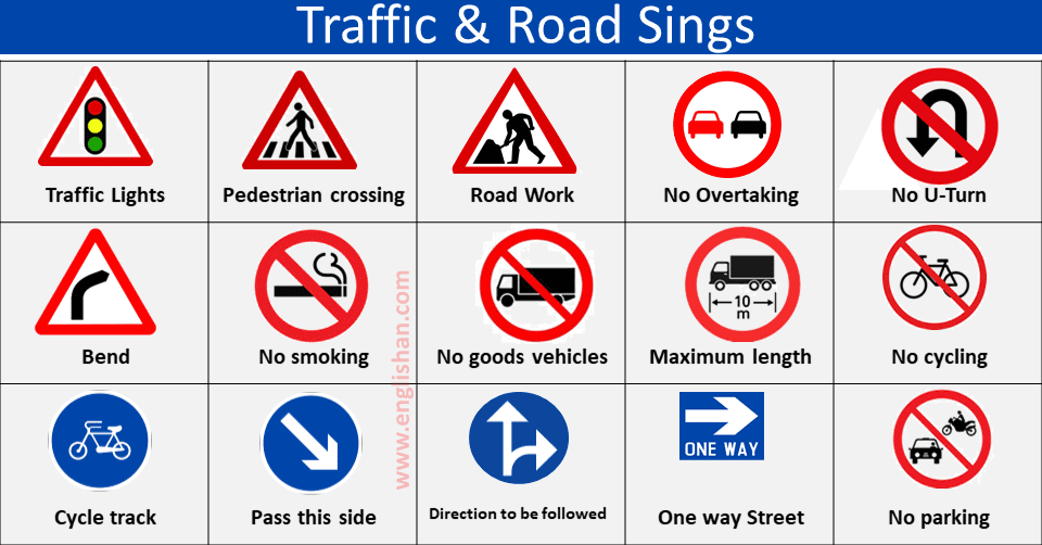road warning signs and meanings