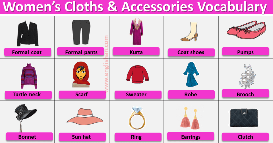 Vocabulary Women's Clothing Names Clothes