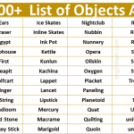 1000+ List of Objects A-Z