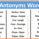 500+ Antonyms Word List