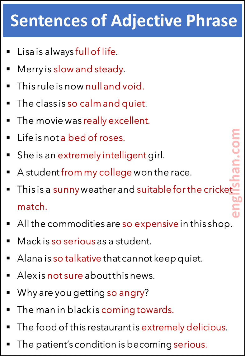 50+ Examples of Adjective Phrases