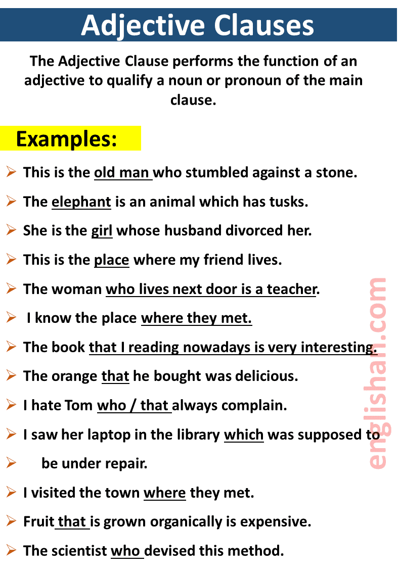 adjective clause examples