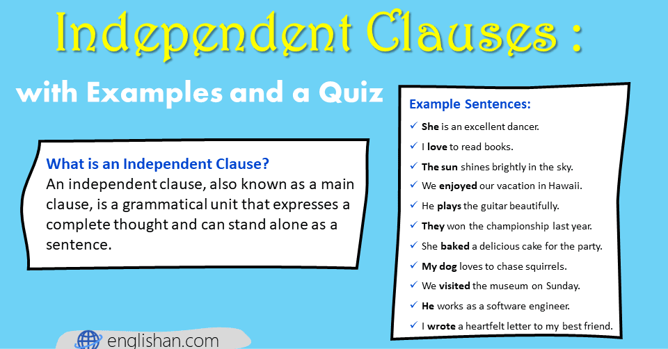 Identify Dependent And Independent Clauses Quiz