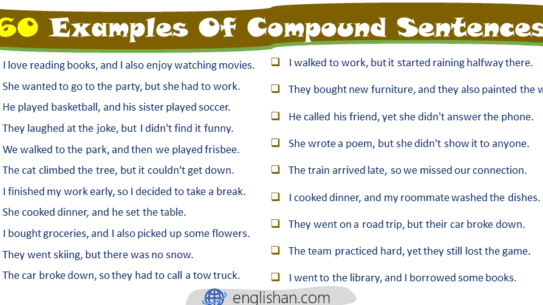 10 Examples of Compound Sentences • Englishan