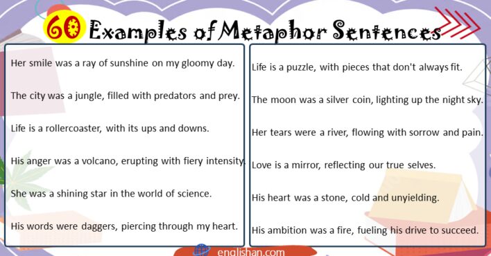 What Is A Metaphor 5 Example Sentence