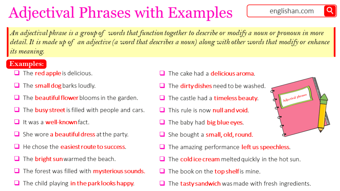 Adjectival Phrases with Examples in English • Englishan