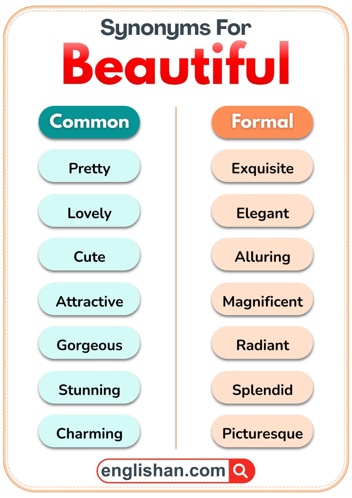 Synonyms for Beautiful From Common to Advanced Words • Englishan