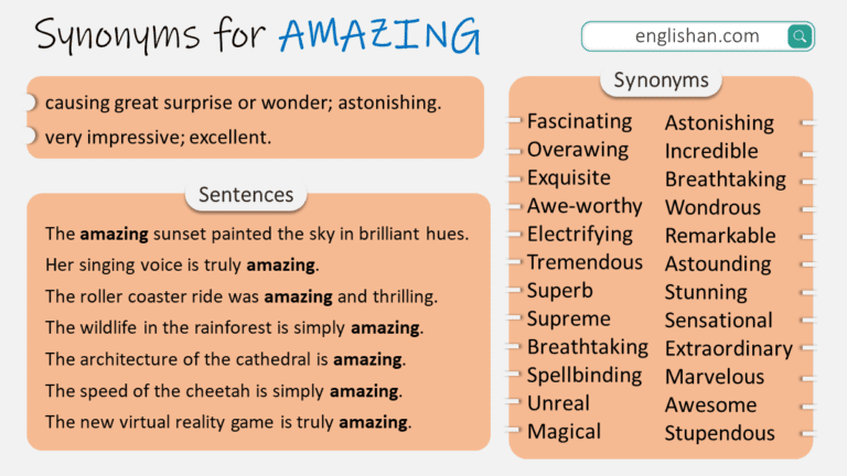 Synonyms For Amazing With Example Sentences • Englishan