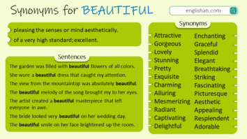 English Grammar on X: LIST: Synonyms for beautiful #vocabulary #amwriting   / X