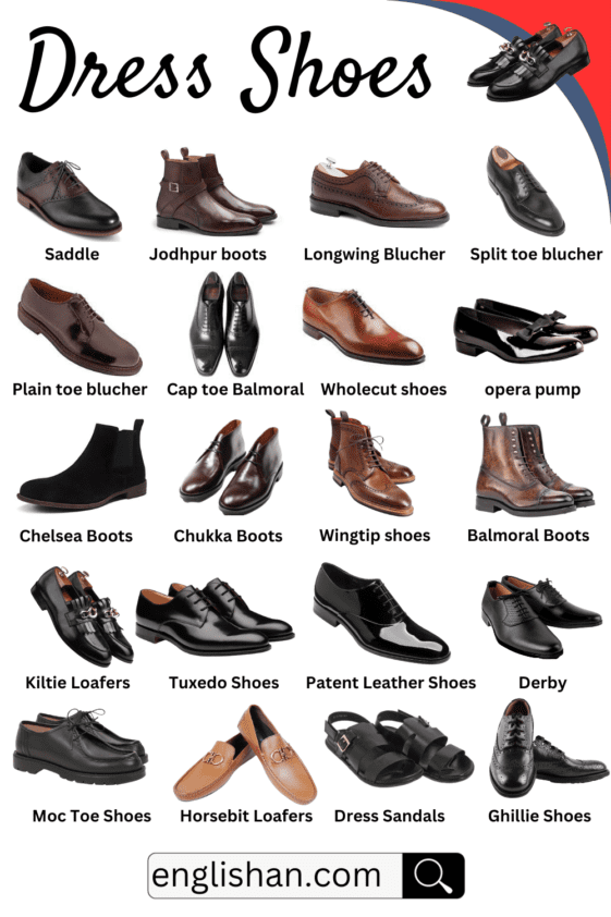 Different Types of Shoes Names with Images • Englishan