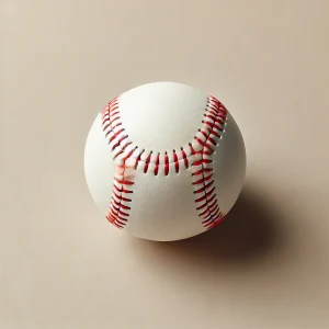 white baseball with red stitching