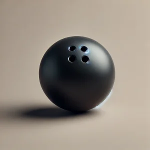 dark-colored bowling ball with three finger holes