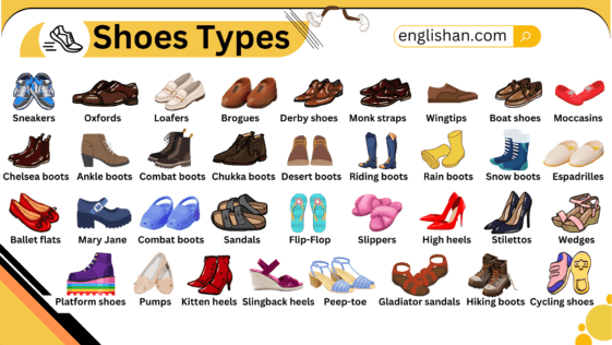 Different Types of Shoes Names with Images • Englishan