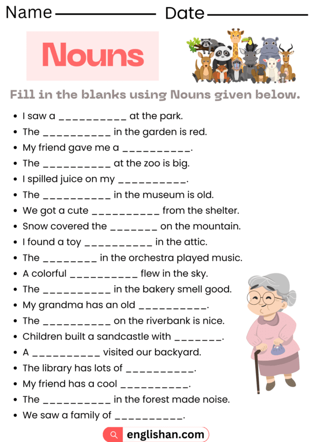 2 Nouns Worksheets with Answers in English • Englishan