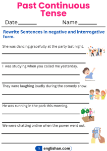 Past Continuous Tense Worksheets and Exercises with Answers