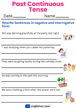 Past Continuous Tense Worksheets and Exercises with Answers