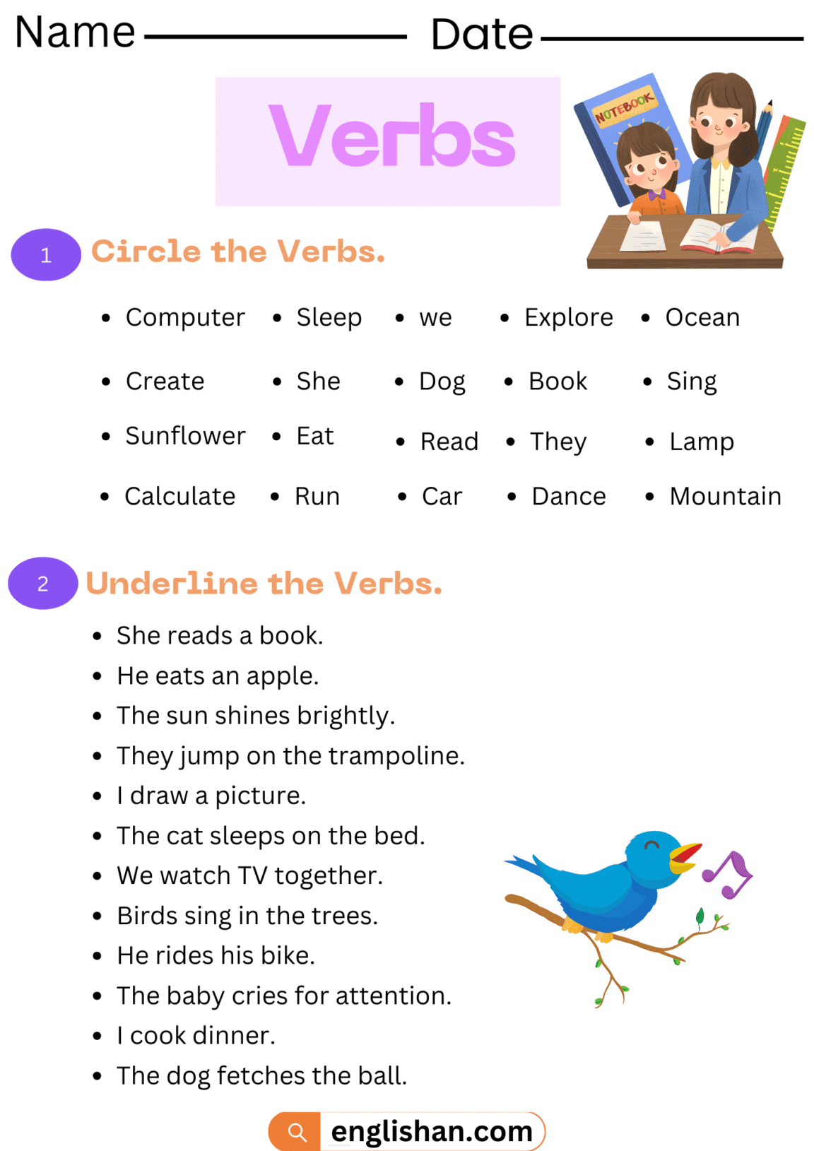 Verbs Worksheets With Answers In English