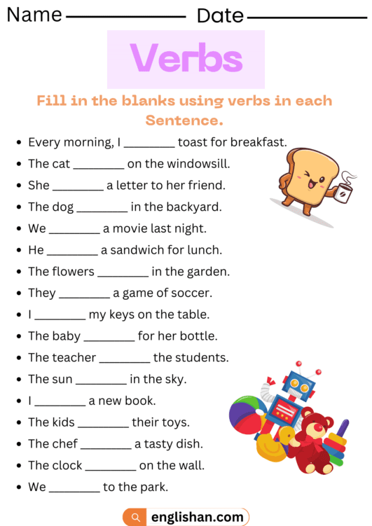 Verbs Worksheets with Answers in English