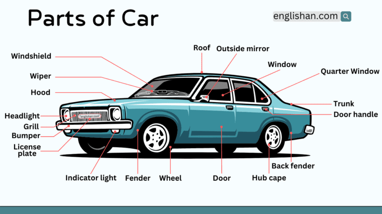 Parts of Car Names in English with Their Functions • Englishan