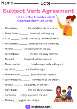 Subject Verb Agreement Worksheets and Exercises with Answers