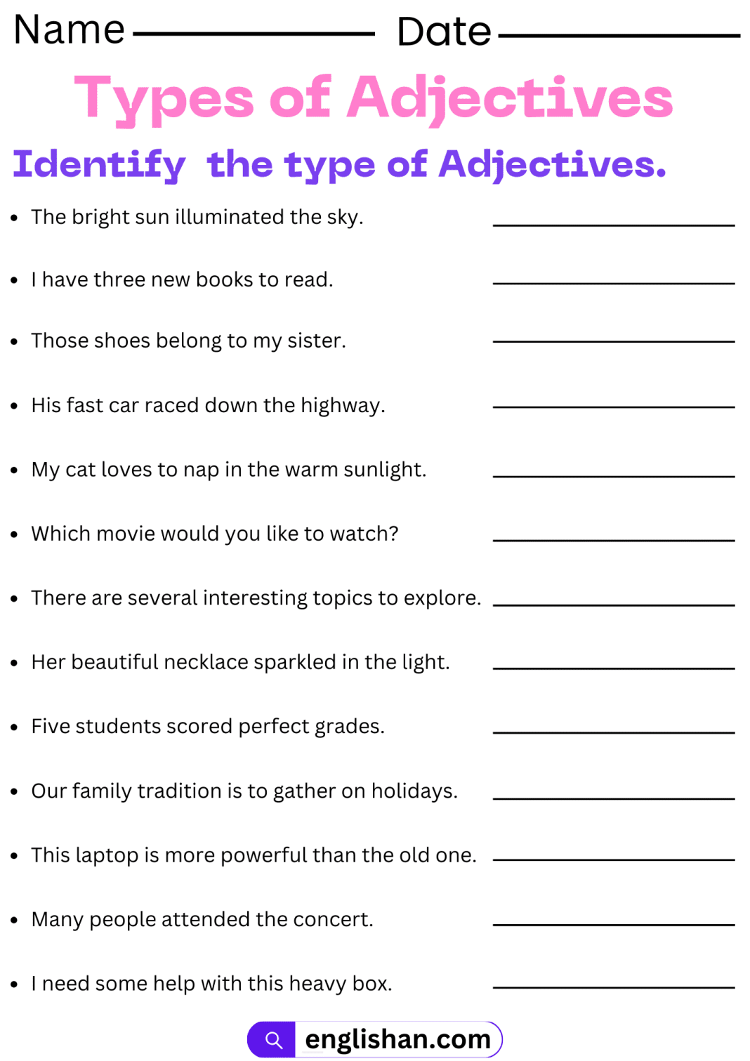 types-of-adjectives-worksheets-and-exercises-with-answers