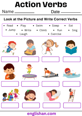 Action Verbs Worksheets and Exercises with Answers in English