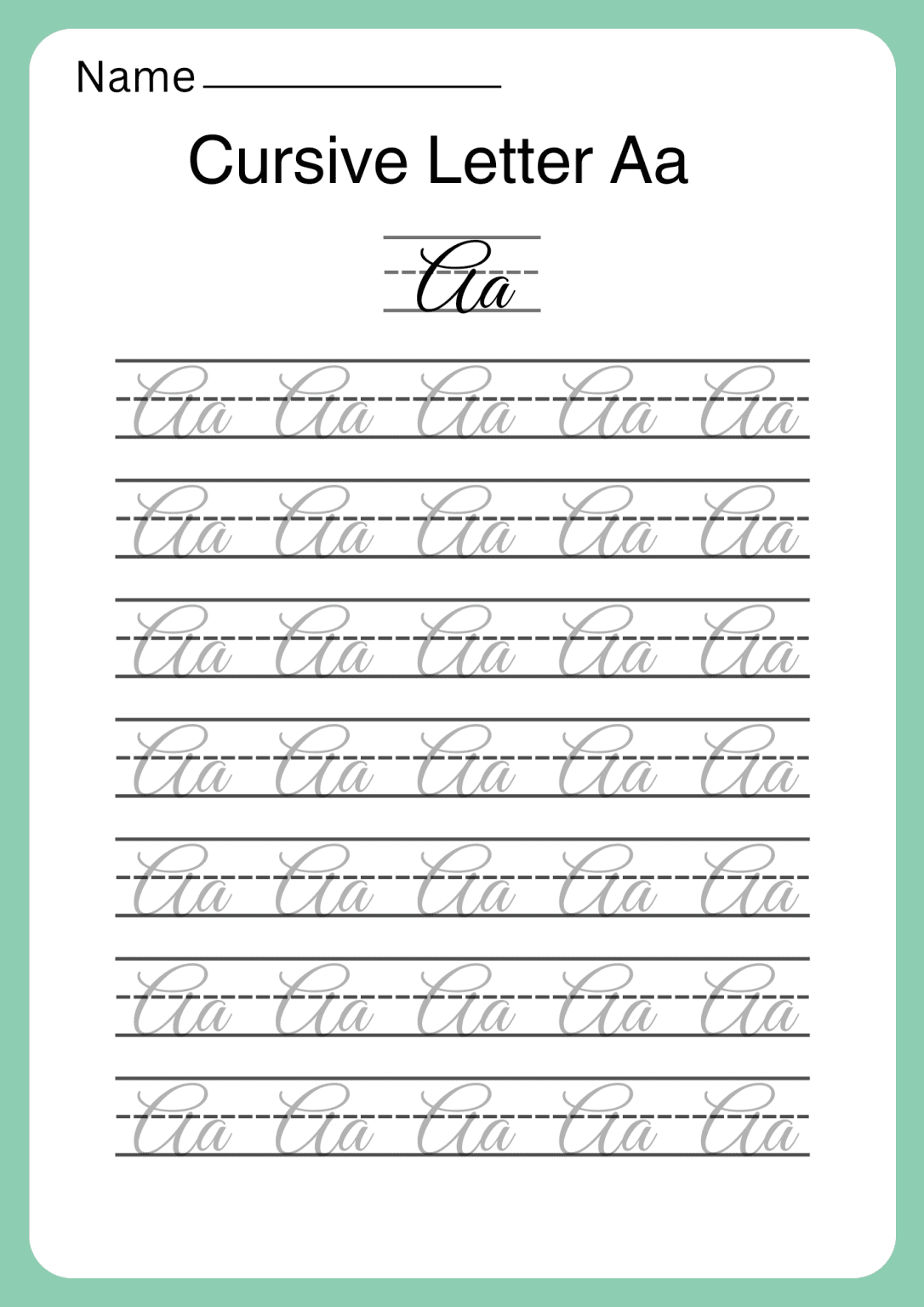 Cursive Writing Worksheets From A to Z with Free PDF