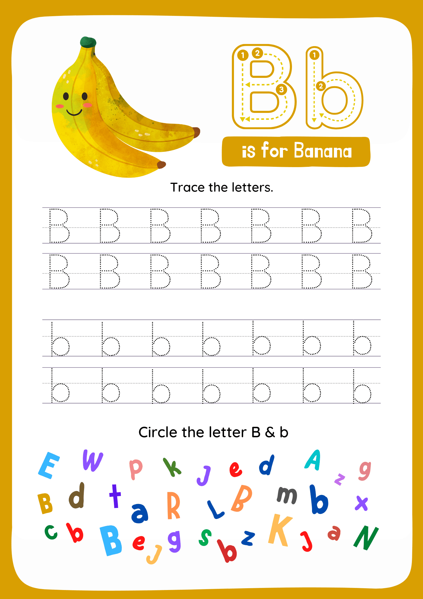 B letter Tracing Worksheets. Trace the Word B and b.