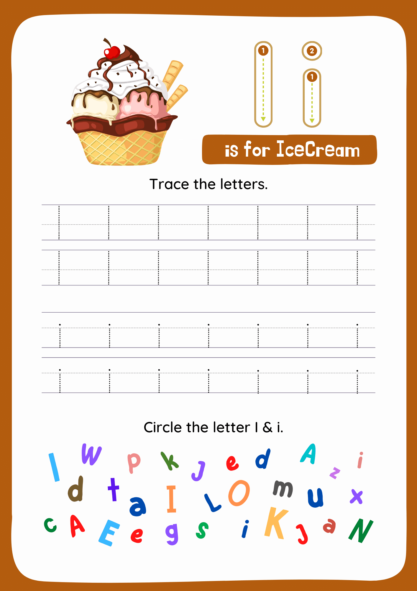 Ii Tracing Letters Worksheets. Trace the Word I and i.