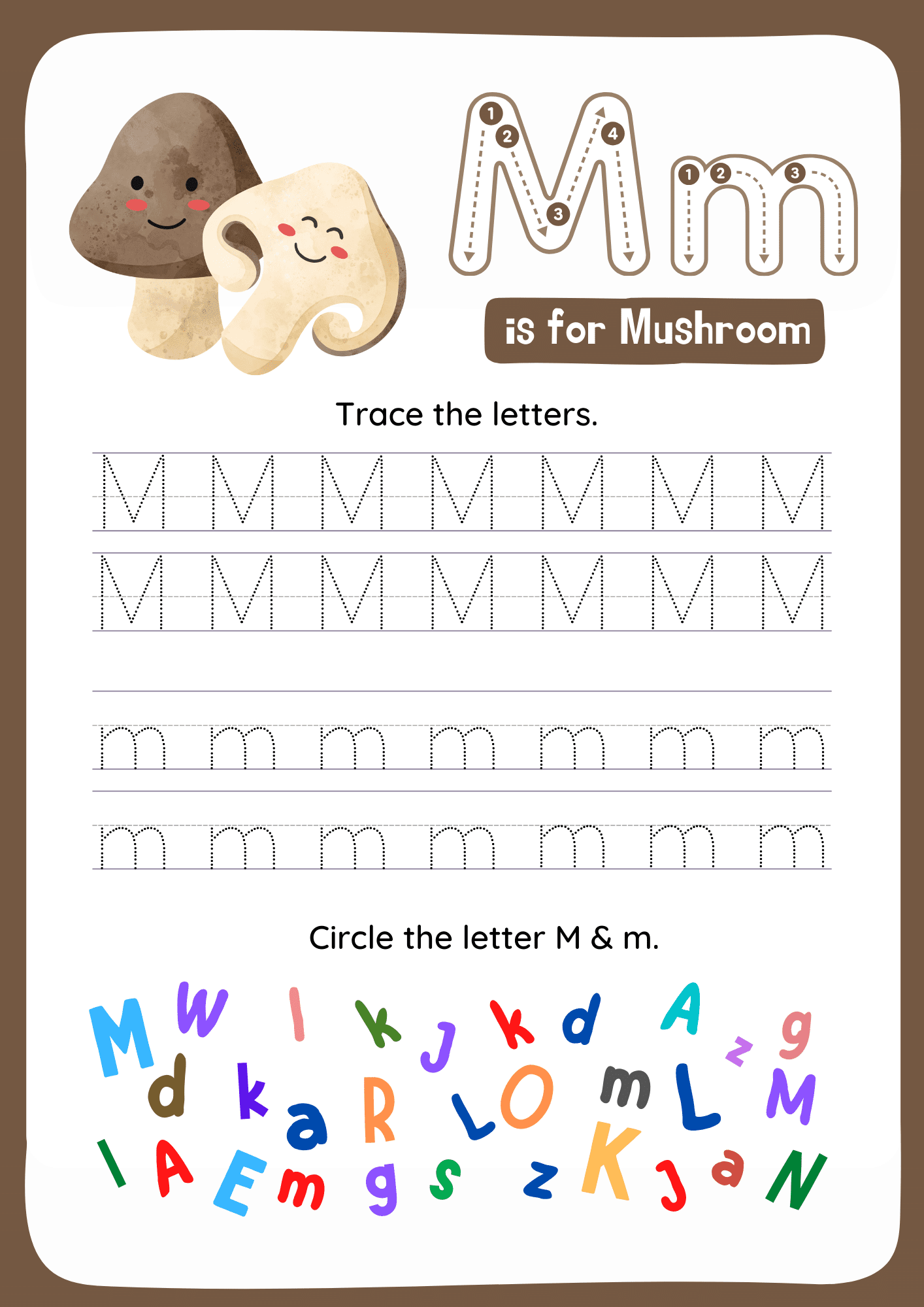 Mm Letters Tracing Worksheets. Trace the Words M and m.