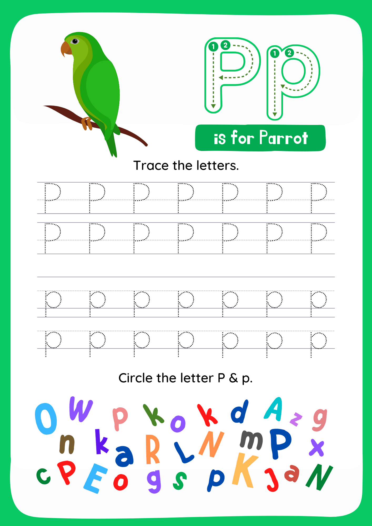  Pp Letters Tracing Worksheets. Trace the Words P and p.