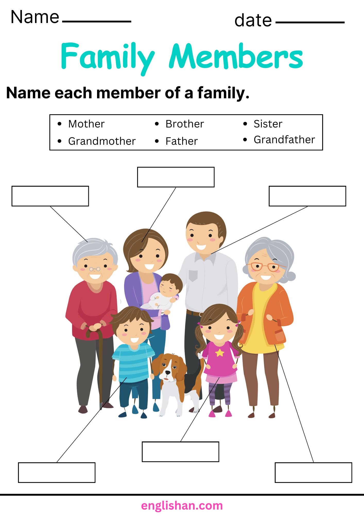 Family Members Worksheets and Exercises. My Family Worksheet. Members of Family Worksheet. Write Name of Each Family Members