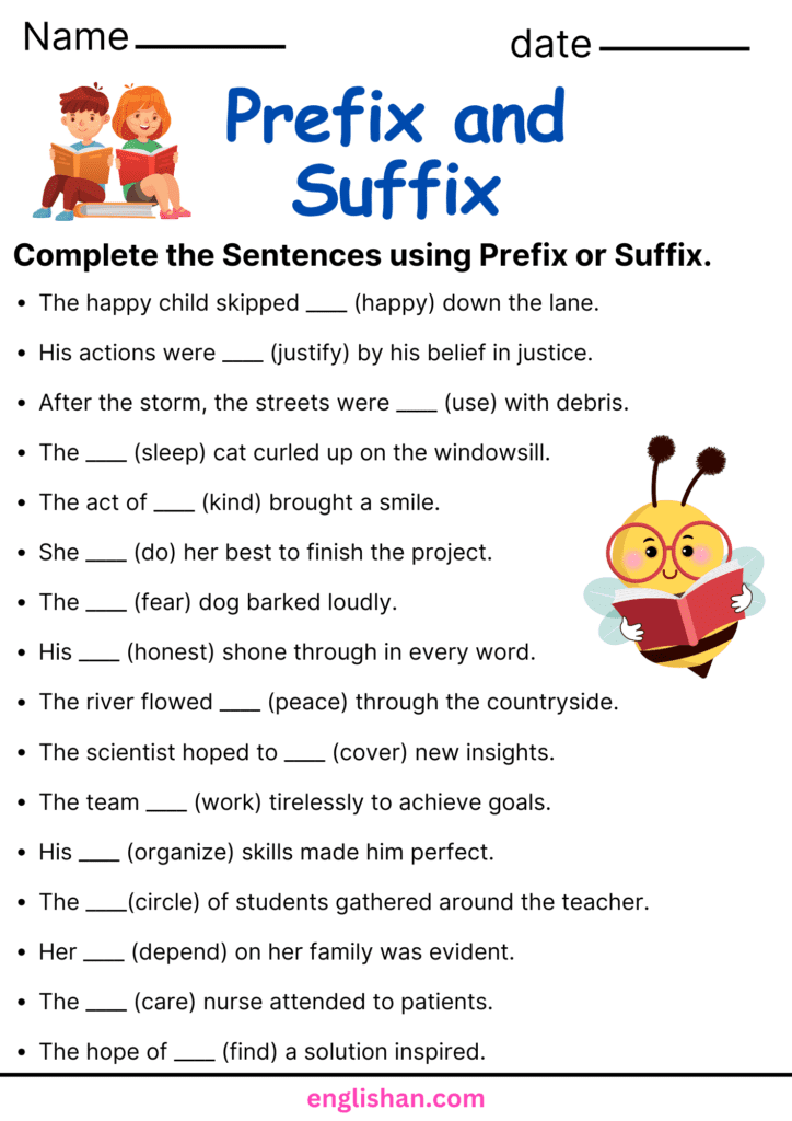 Prefix and Suffix Worksheets and Exercises • Englishan