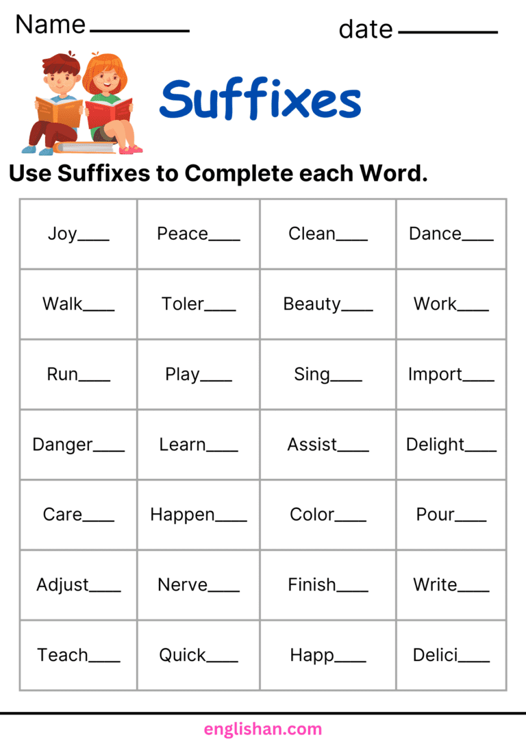 Prefix and Suffix Worksheets and Exercises • Englishan