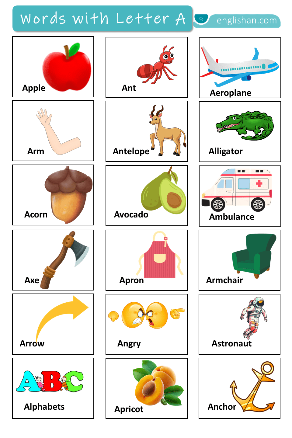 Words with the Letter A Names In English