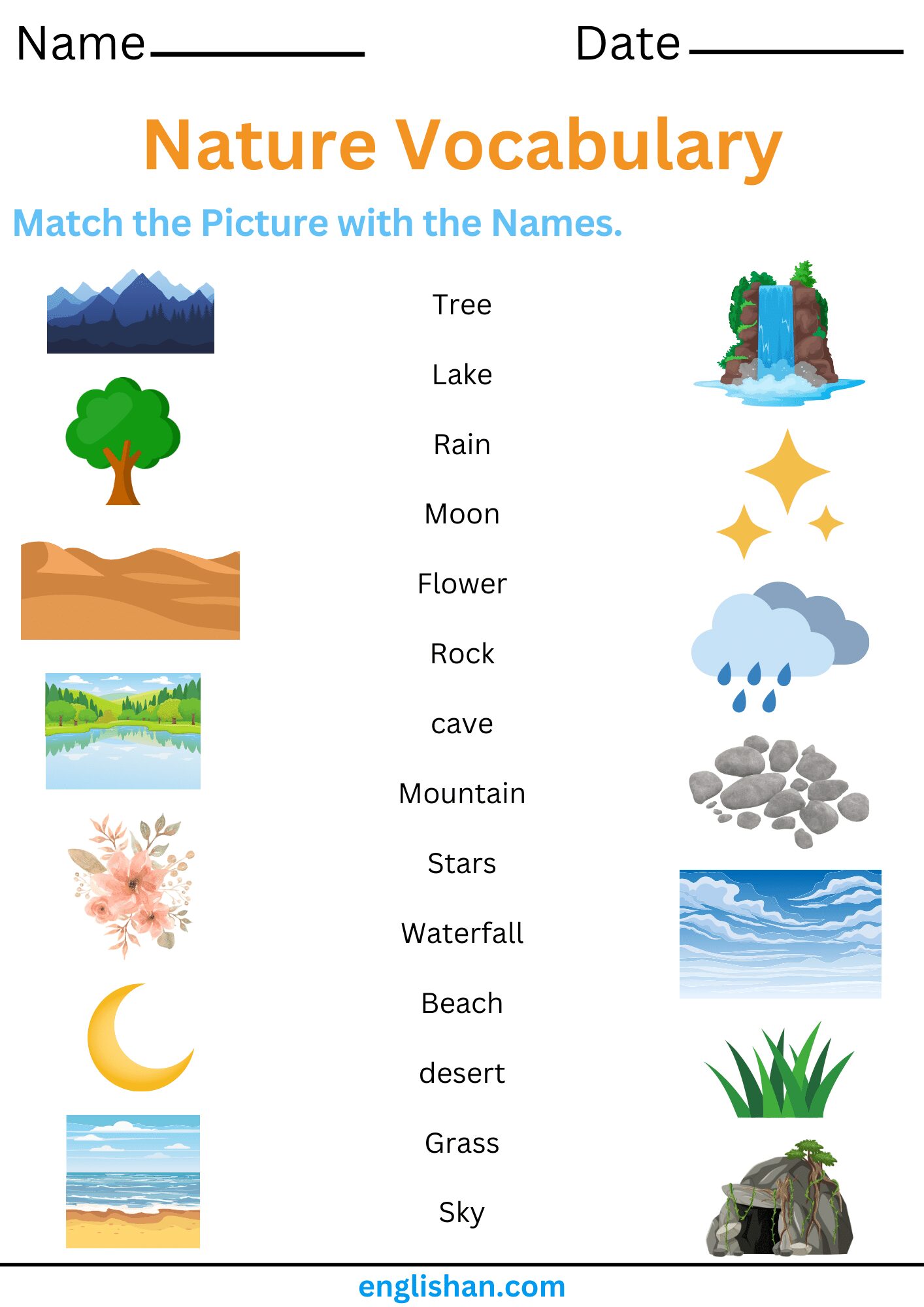 Nature Vocabulary Worksheet and Exercises