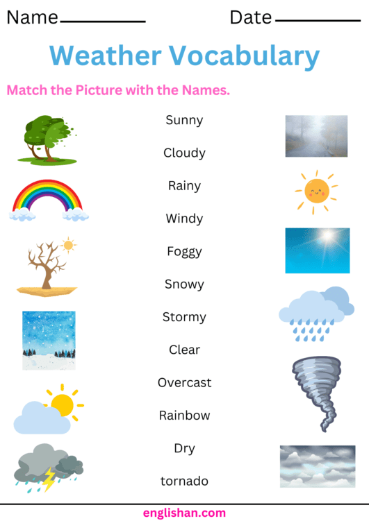 Weather Vocabulary Worksheets And Exercises • Englishan