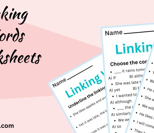 Linking Words Worksheets and Exercises