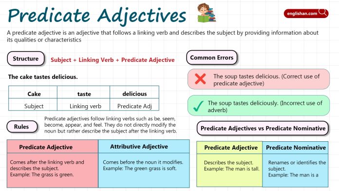 Predicate Adjectives with Examples, Definition, Examples and Comparison with Attributive Adjectives