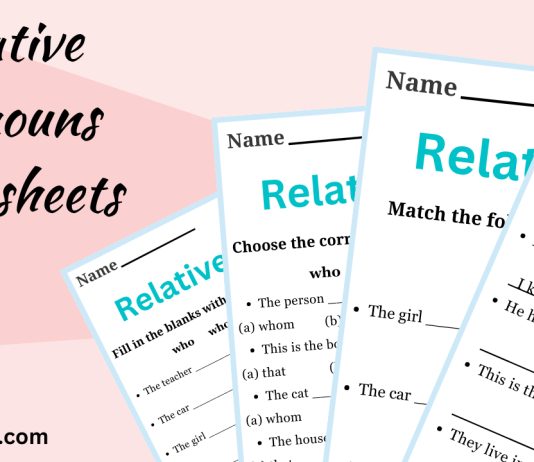 Relative Pronouns Worksheets and Exercises