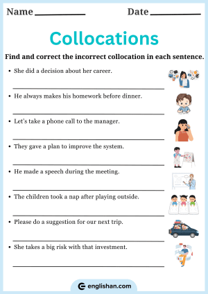 Collocations Worksheets with Answers • Englishan