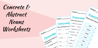 Concrete and abstract nouns worksheets with answers