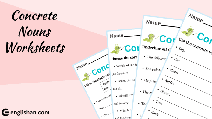 Concrete Nouns Worksheets with Answers in English