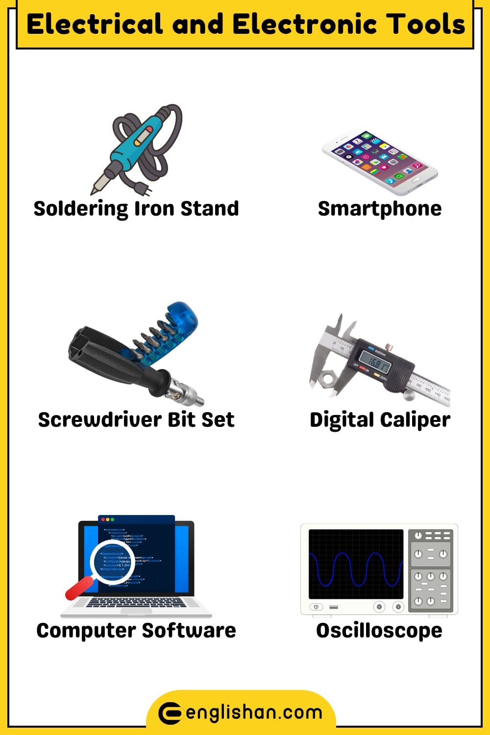 Electrical tools names for wiring and electronic repairs